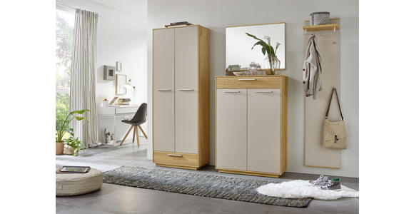 SCHUHSCHRANK 86/124/37 cm - Taupe/Eichefarben, Design, Holz/Holzwerkstoff (86/124/37cm) - Novel