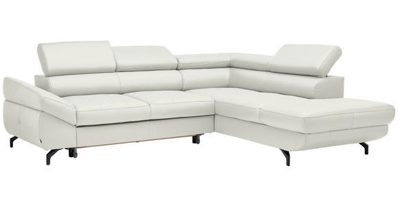 ECKSOFA in Echtleder Weiß  - Schwarz/Weiß, Design, Leder/Metall (270/220cm) - Novel