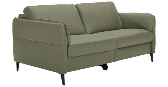 3-SITZER-SOFA in Leder Olivgrün - Schwarz/Olivgrün, Design, Leder/Metall (190/84/99cm) - Dieter Knoll