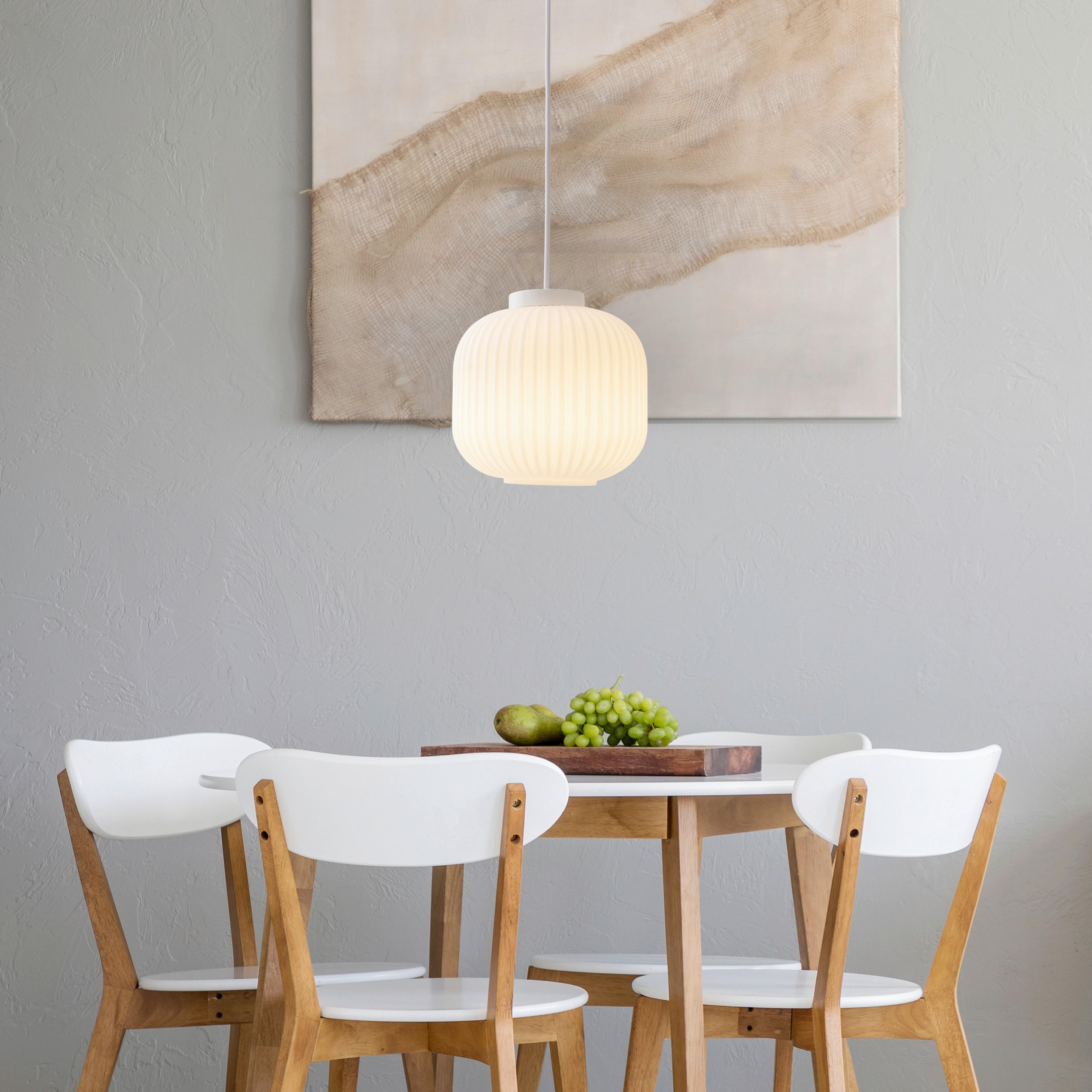 HÄNGELEUCHTE GENEVA 21/128 cm   - Weiß, Design, Glas/Kunststoff (21/128cm) - Näve