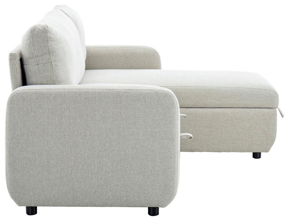 ECKSOFA Leinenoptik Beige  - Beige/Schwarz, Design, Kunststoff/Textil (152,5/225,5cm) - Livetastic