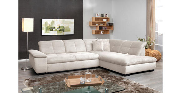 ECKSOFA in Cord Creme  - Creme/Schwarz, Design, Textil/Metall (313/242cm) - Xora