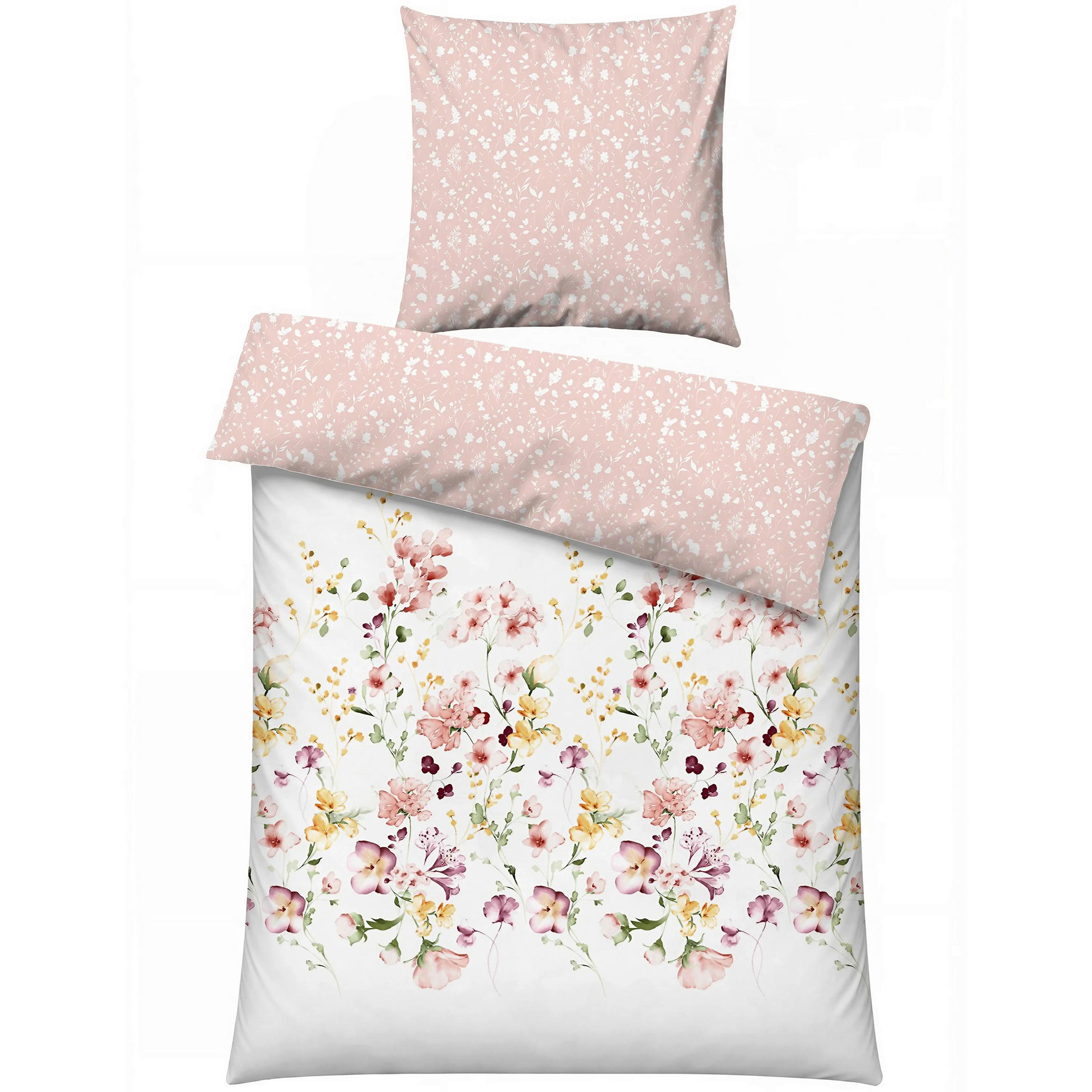 BETTWÄSCHE 155/220 cm  - Lachsfarben/Weiß, Basics, Textil (155/220cm)