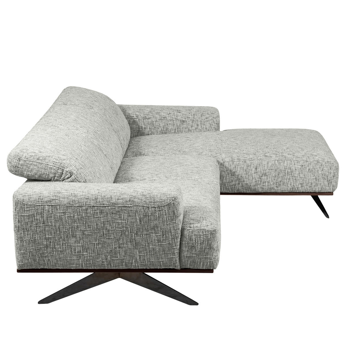 ECKSOFA PORTLAND in Struktur Grau Kopfteilverstellung  295/187 cm  - Schwarz/Grau, Design, Holz/Textil (295/187cm) - Livetastic