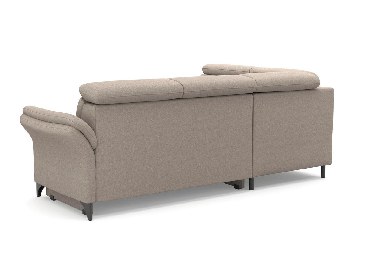 ECKSOFA GLENDALE E Taupe Flachgewebe  - Taupe/Schwarz, KONVENTIONELL, Textil/Metall (193/247cm) - Sit & More