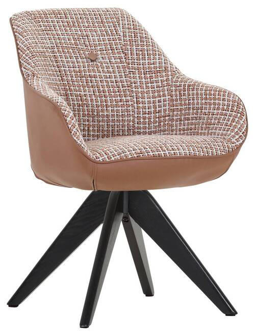 ARMLEHNSTUHL  in Chenille, Lederlook  - Terracotta/Schwarz, MODERN, Holz/Textil (60/83/65cm) - Novel