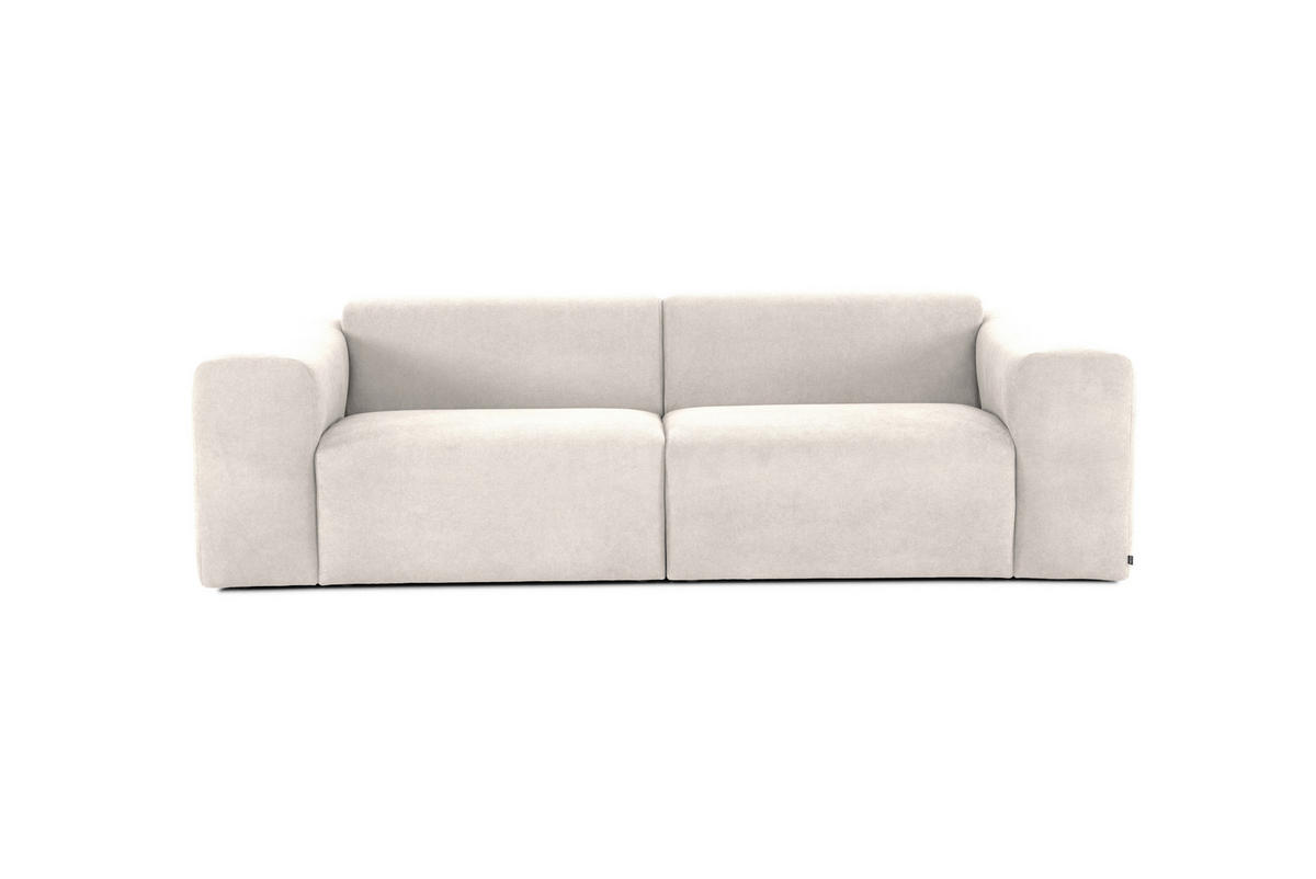 3-SITZER-SOFA MANNE Struktur Beige  - Beige/Schwarz, Design, Kunststoff/Textil (266/76/116cm) - MID.YOU