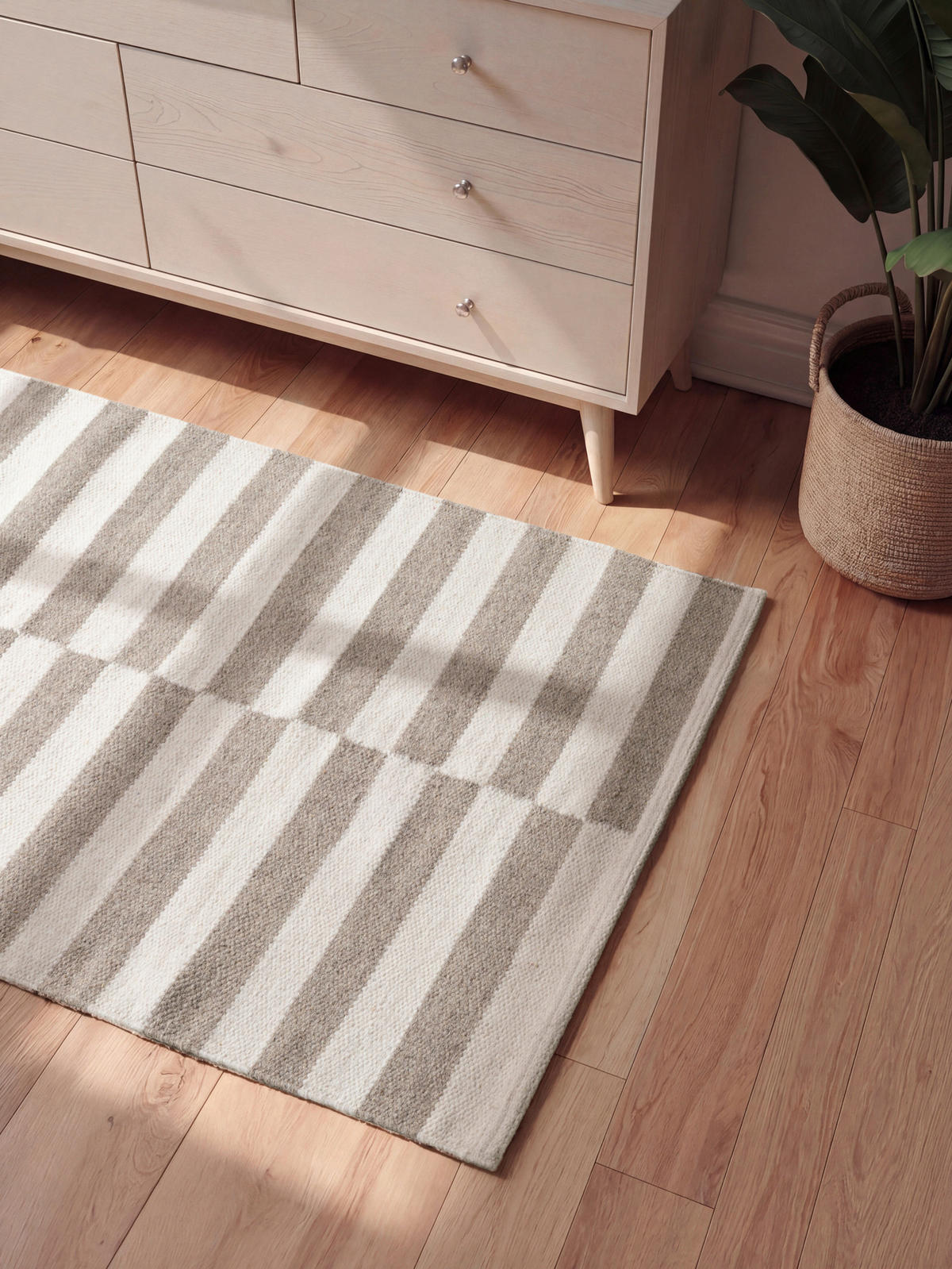 HANDWEBTEPPICH 80/150 cm Vika Weiß, Greige rechteckig  - Greige/Weiß, Basics, Textil (80/150cm) - Hanse Home