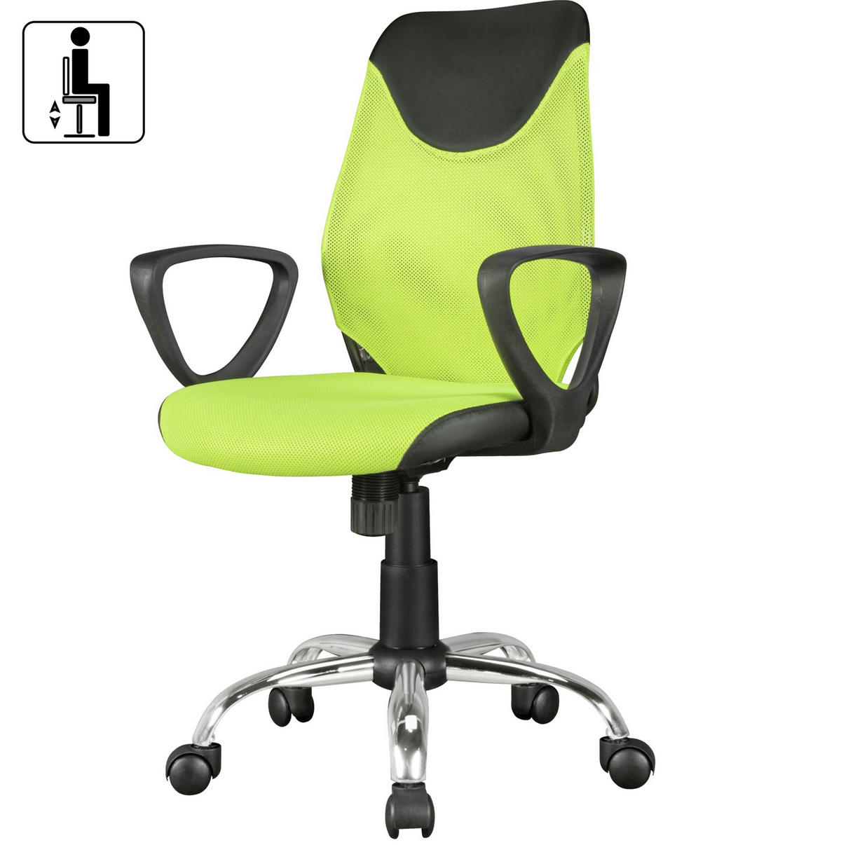 JUGENDDREHSTUHL - Chromfarben/Limette, Modern, Kunststoff/Metall (60/105/60cm) - MID.YOU