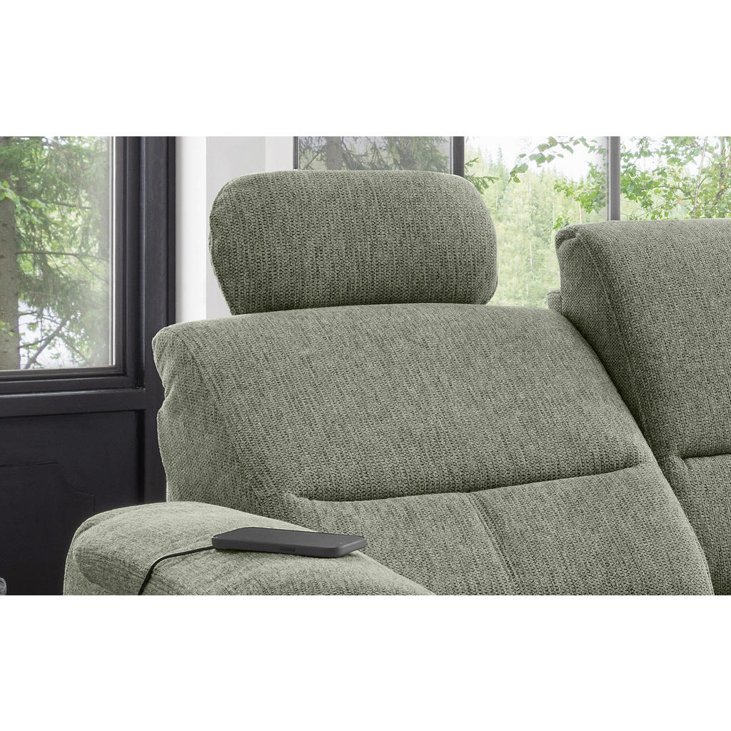 Thumbnail - Livetastic Ecksofa, Grün, Textil, Uni, 4-Sitzer, L-Form, 231x165 cm, Made in EU, USB-Anschluss, Rücken echt, Herz-Waage-...