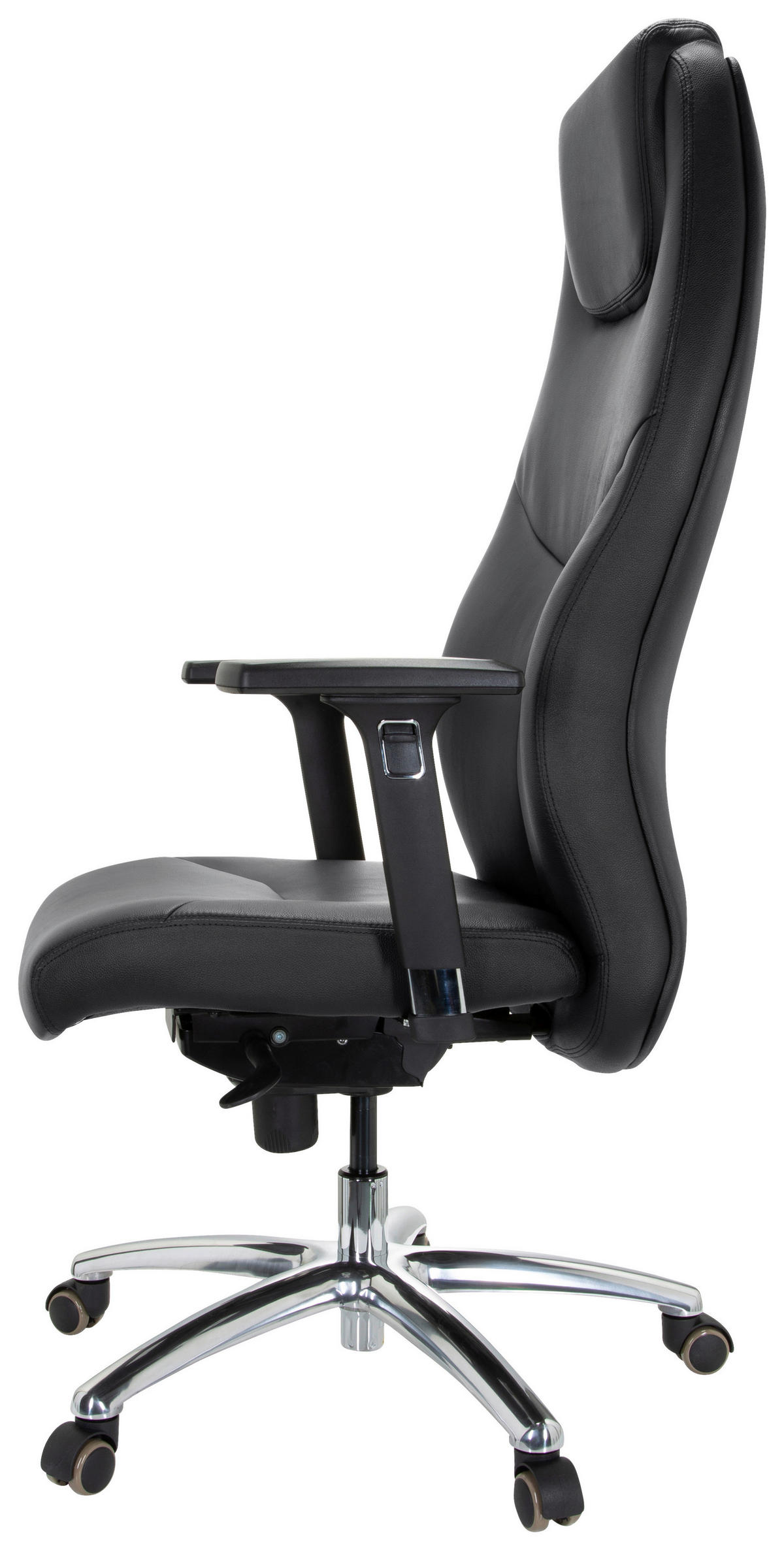 CHEFSESSEL Schwarz  - Silberfarben/Schwarz, Basics, Leder/Kunststoff (70/126/70cm) - MID.YOU