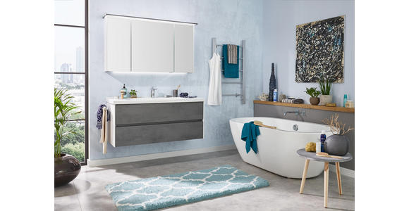 BADEZIMMER - Dunkelgrau/Weiß, Design, Glas/Keramik (121cm) - Dieter Knoll