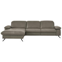 ECKSOFA  Echtleder Cappuccino  - Schwarz/Cappuccino, Design, Leder/Metall (169/307cm) - Beldomo Premium