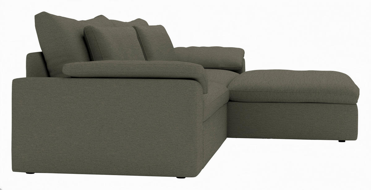 ECKSOFA Flachgewebe Grau  - Schwarz/Grau, Modern, Kunststoff/Textil (306/198cm) - Carryhome