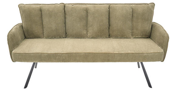 SITZBANK 180/93/67 cm Cord Olivgrün  - Schwarz/Olivgrün, Design, Textil/Metall (180/93/67cm) - Novel