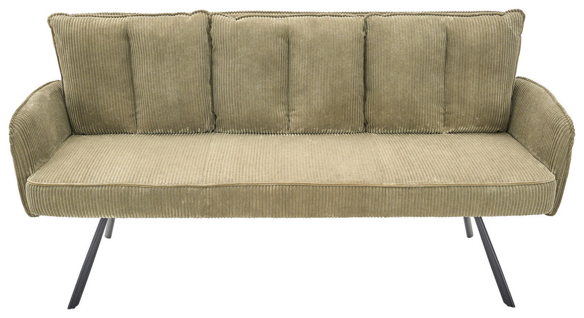 SITZBANK 180/93/67 cm Cord Olivgrün  - Schwarz/Olivgrün, Design, Textil/Metall (180/93/67cm) - Novel