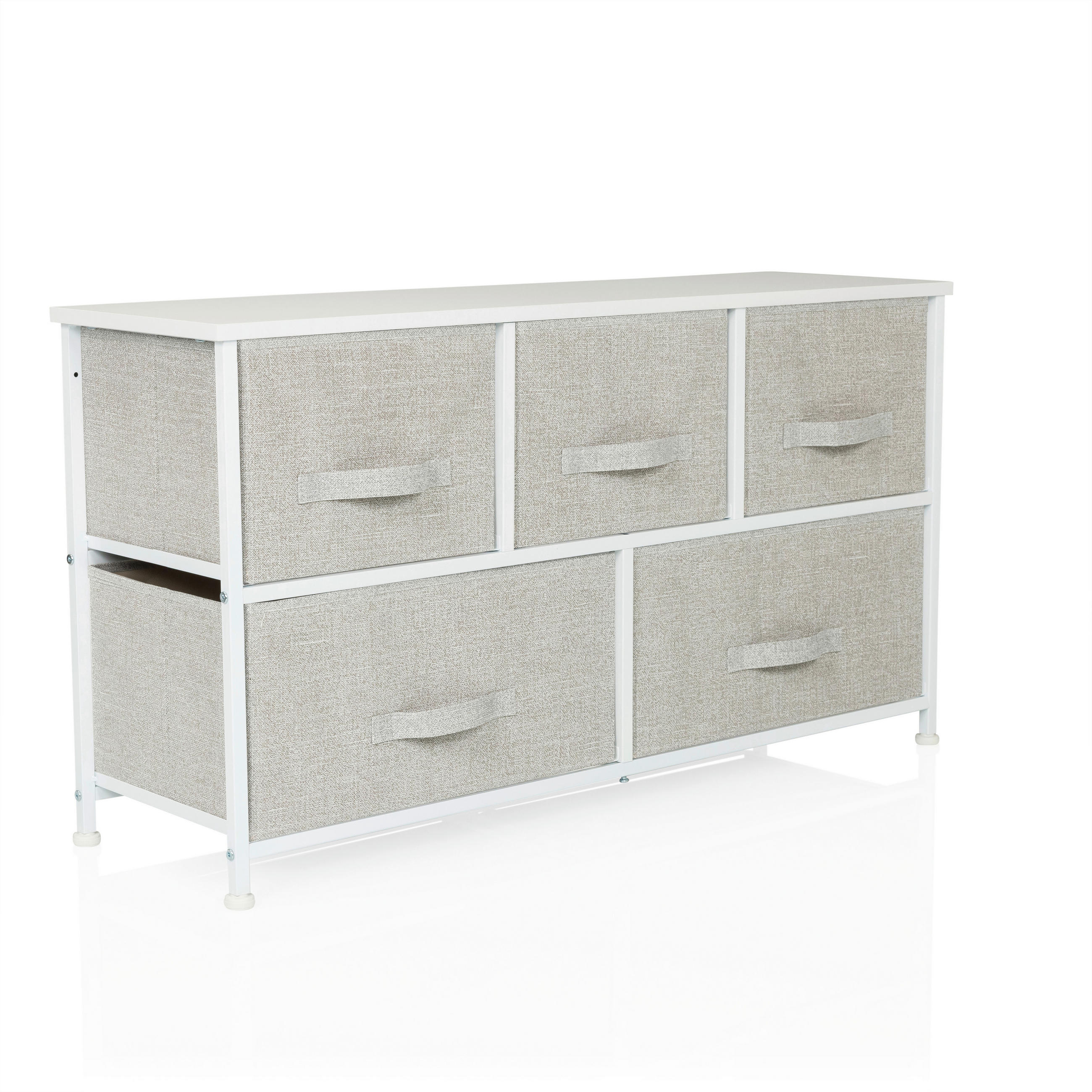 KOMMODE  in 100/55/30 cm  - Weiß/Grau, MODERN, Kunststoff/Textil (100/55/30cm) - MID.YOU