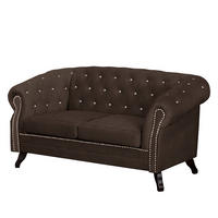 2-SITZER-SOFA GLASGOW in Velours Braun  - Braun, Design, Holz/Textil (160/82/90cm) - P & B