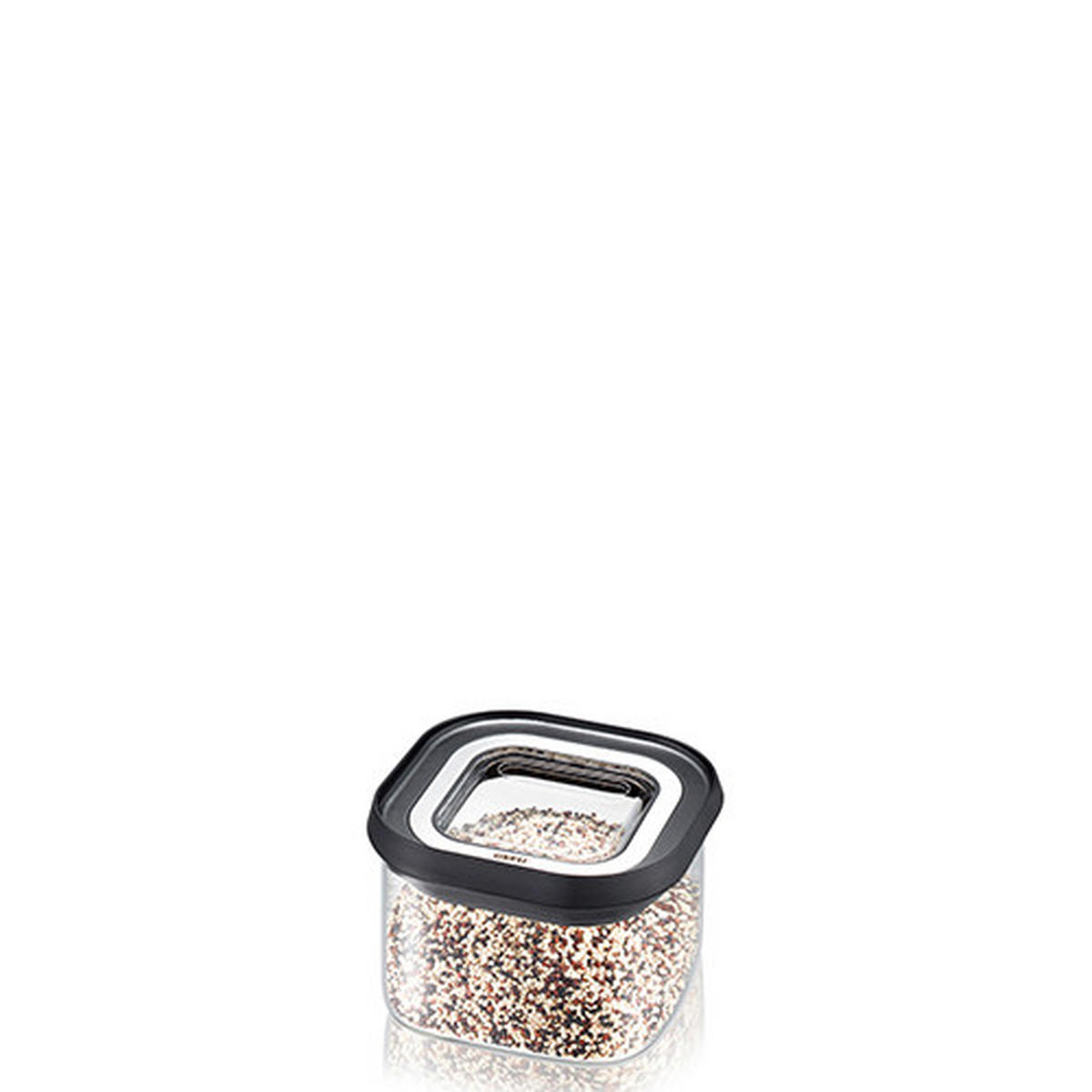 FÖRVARINGSBURK 0,4 l  - stålfärgad/svart, Basics, metall/glas (11/11/7,5cm) - Gefu