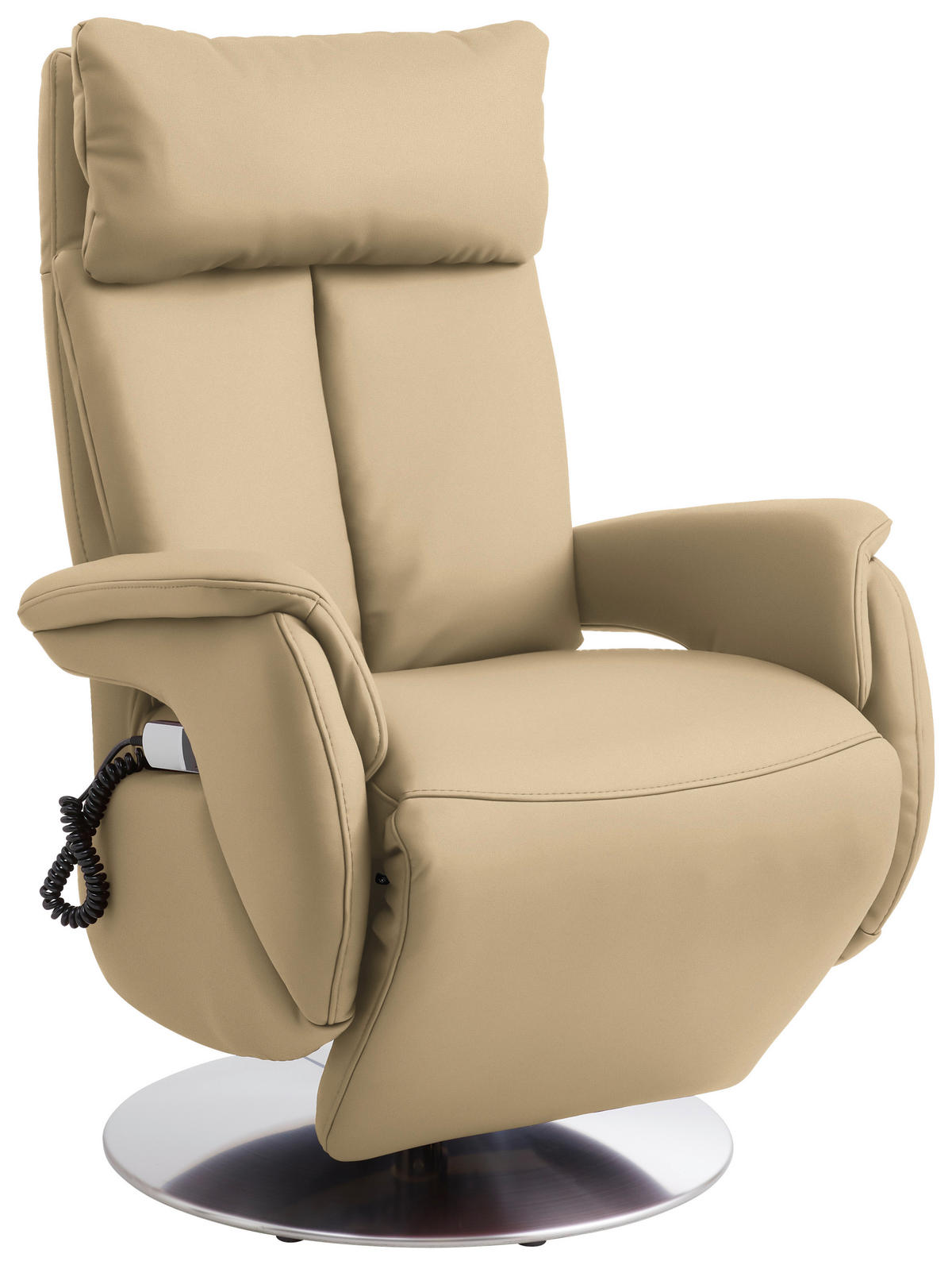 RELAXSESSEL Leder Beige  - Edelstahlfarben/Beige, Konventionell, Leder/Metall (78/110/81cm) - Cantus