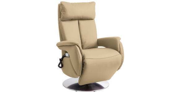 RELAXSESSEL in Leder Beige  - Edelstahlfarben/Beige, KONVENTIONELL, Leder/Metall (78/110/81cm) - Cantus