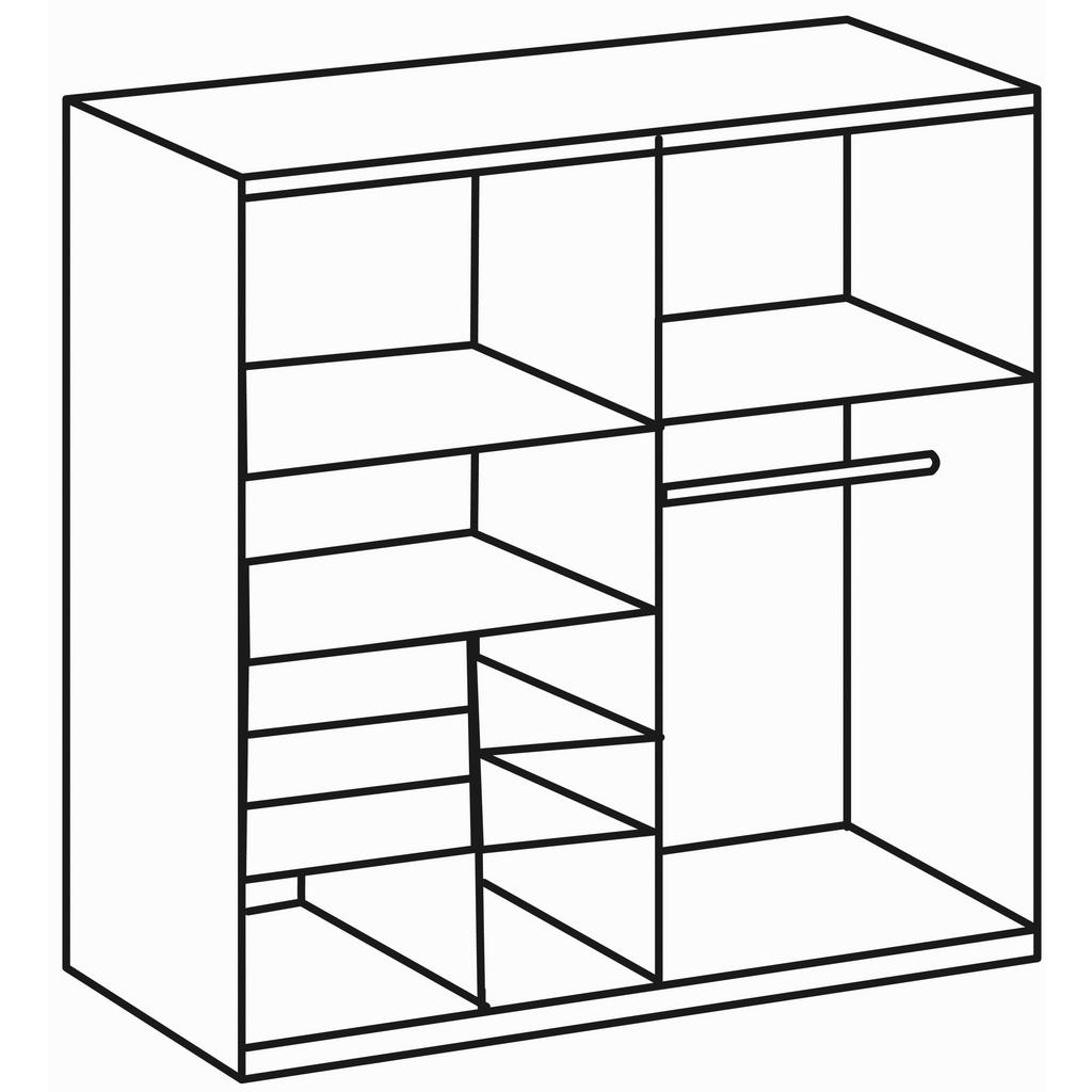 Thumbnail - Carryhome Schwebetürenschrank, Graphit, Grau, Sahara, Metall, 4 Fächer, 3 Schubladen, 225x208x64 cm, Made in Germany, Be...
