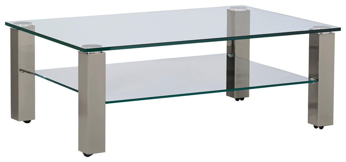 COUCHTISCH in Metall, Glas 110/70/42,5 cm  - Grau, Design, Glas/Kunststoff (110/70/42,5cm)