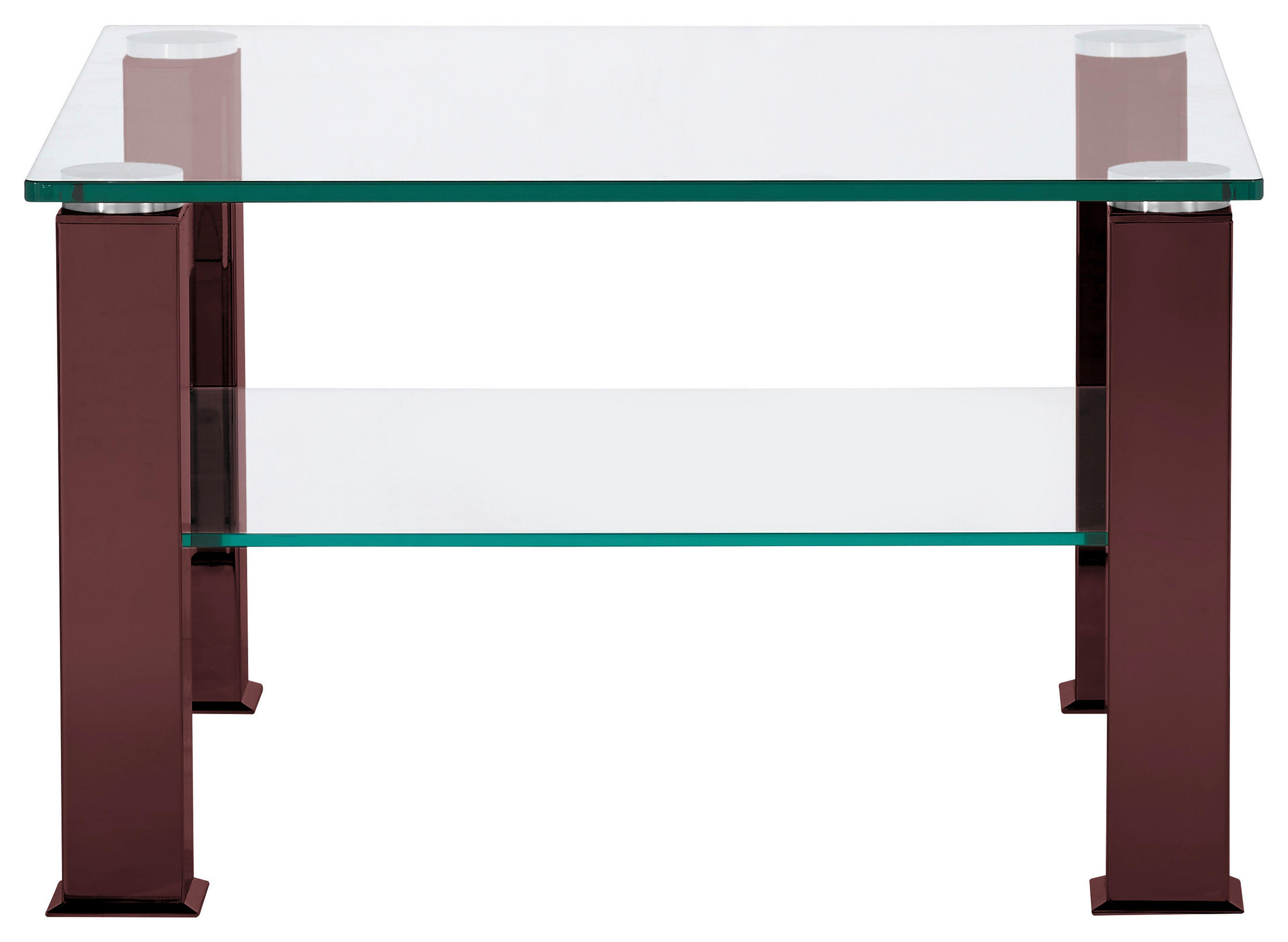 COUCHTISCH Kristallglas 75/75/42,5 cm quadratisch Rot, Schwarz  - Rot/Schwarz, Design, Glas/Kunststoff (75/75/42,5cm)