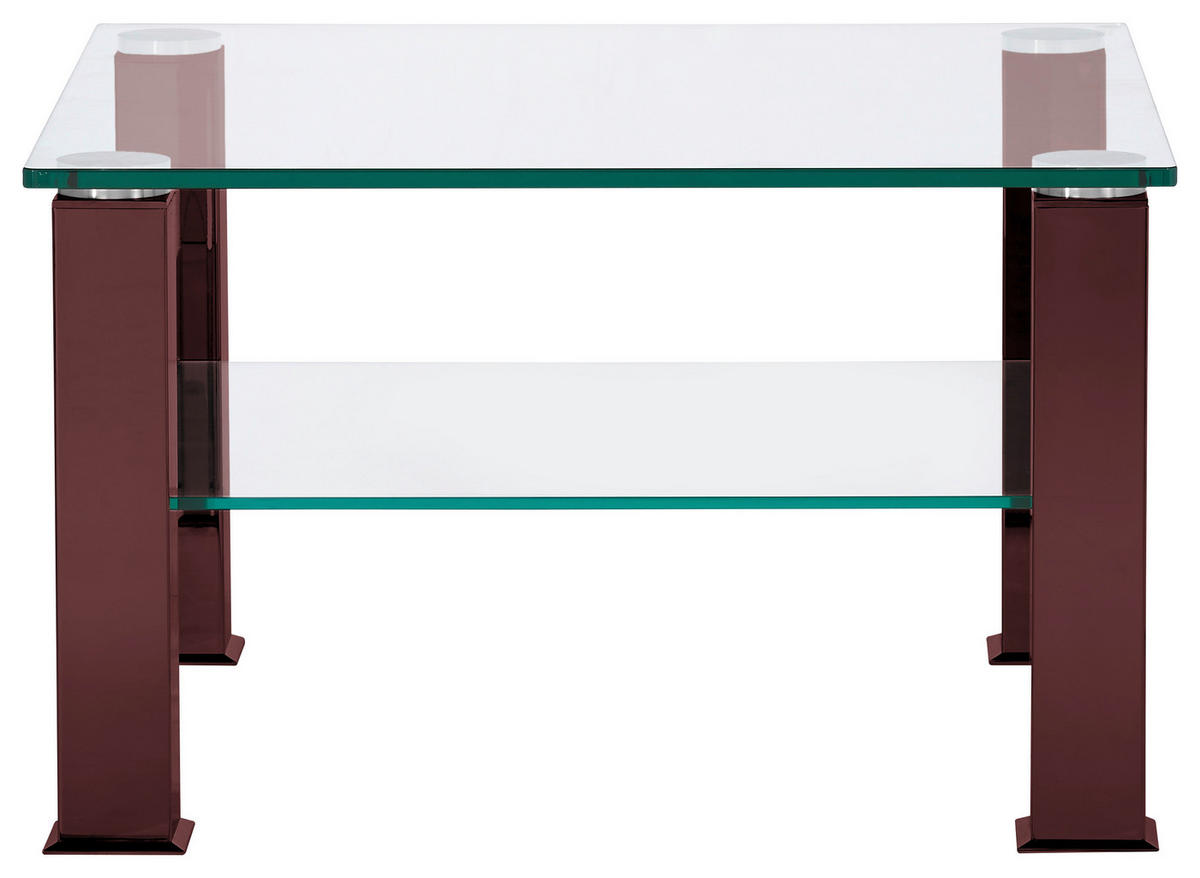 COUCHTISCH Kristallglas 75/75/42,5 cm quadratisch Rot, Schwarz  - Rot/Schwarz, Design, Glas/Kunststoff (75/75/42,5cm)
