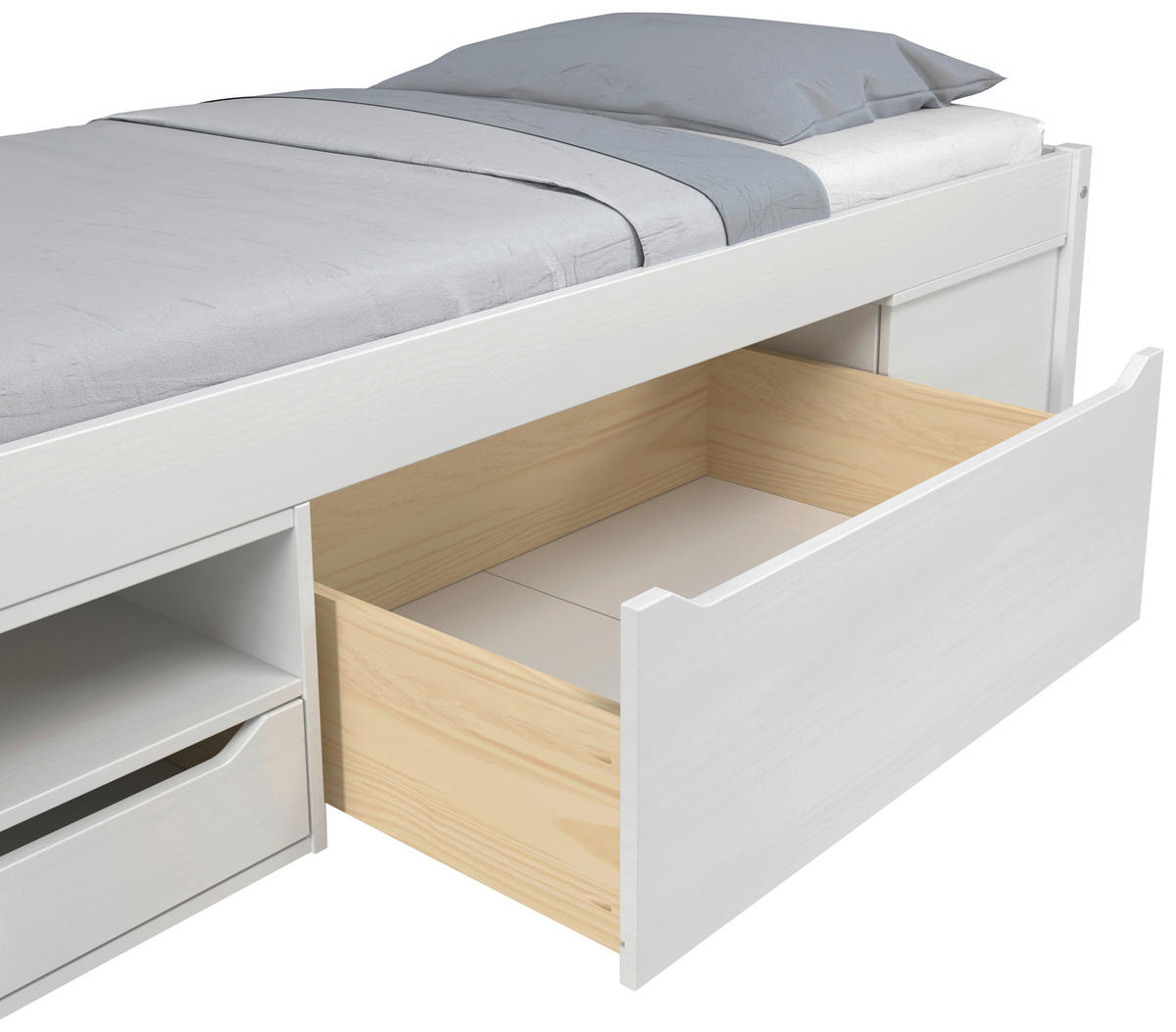 POSTEĽ S ÚLOŽNÝM PRIESTOROM, 90/200 cm biela - biela, Modern, drevo (90/200cm) - MID.YOU