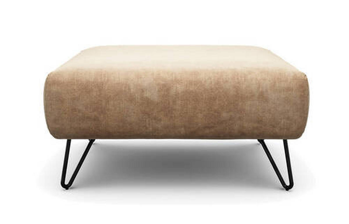HOCKER in Textil Sandfarben  - Sandfarben/Schwarz, Design, Textil/Metall (90/70/46cm) - SENSOO
