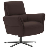 RELAXSESSEL in Leder Dunkelbraun  - Dunkelbraun/Schwarz, Design, Leder/Metall (81/118/82cm) - Schöner Wohnen