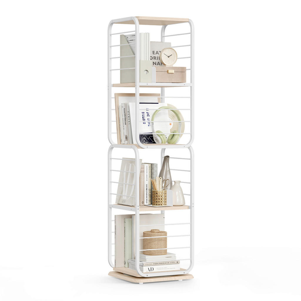 Thumbnail - Boxxx Bücherwand Vasagle, Weiß, Beige, Metall, Holzwerkstoff, 4 Fächer, 43x158x43 cm, stehend, Wohnzimmer, Regale, Büche...
