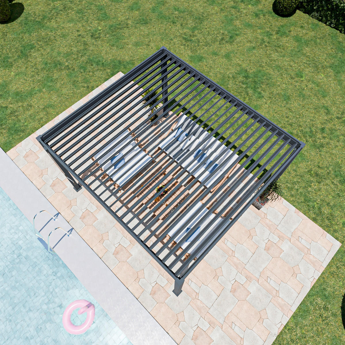 PERGOLA 360/400/255 cm   - Graphitfarben, Basics, Metall (360/400/255cm) - Gardenson