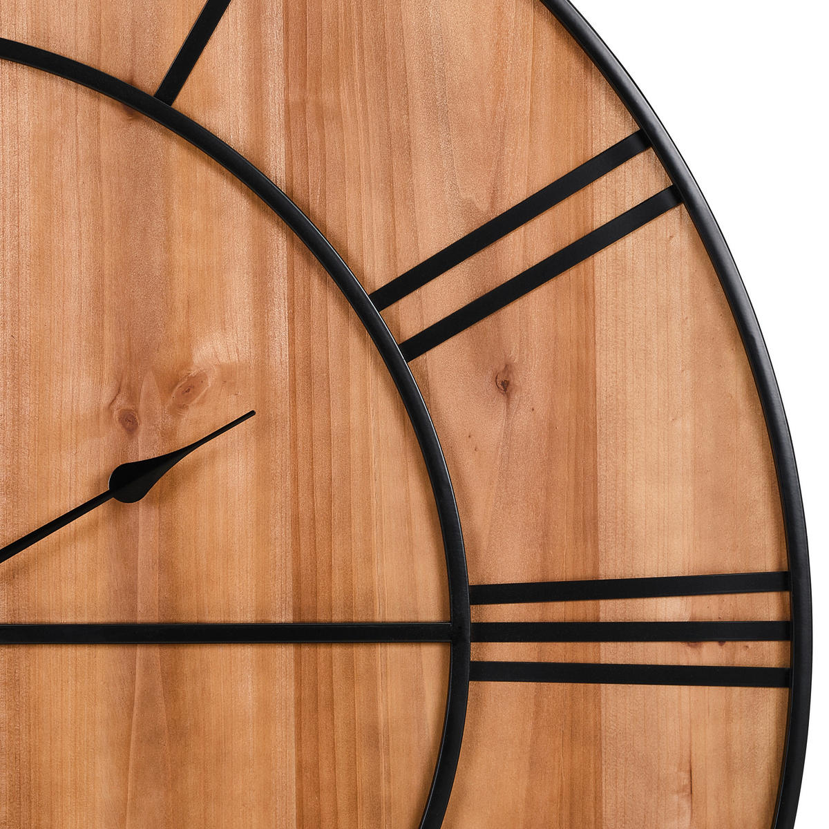 WANDUHR Naturfarben, Schwarz 96/96/3 cm  - Schwarz/Naturfarben, Design, Holzwerkstoff/Metall (96/96/3cm) - MID.YOU