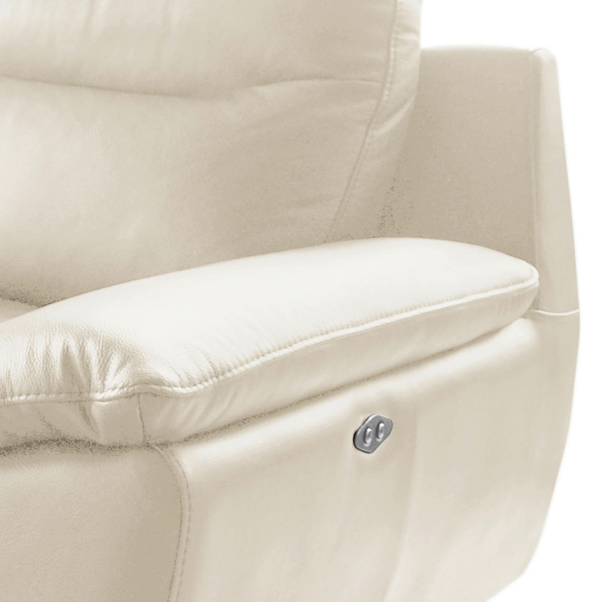 2-SITZER-SOFA 178/95/96 cm PERLE in Echtleder Creme   - Chromfarben/Creme, Design, Leder/Metall (178/95/96cm) - Livetastic