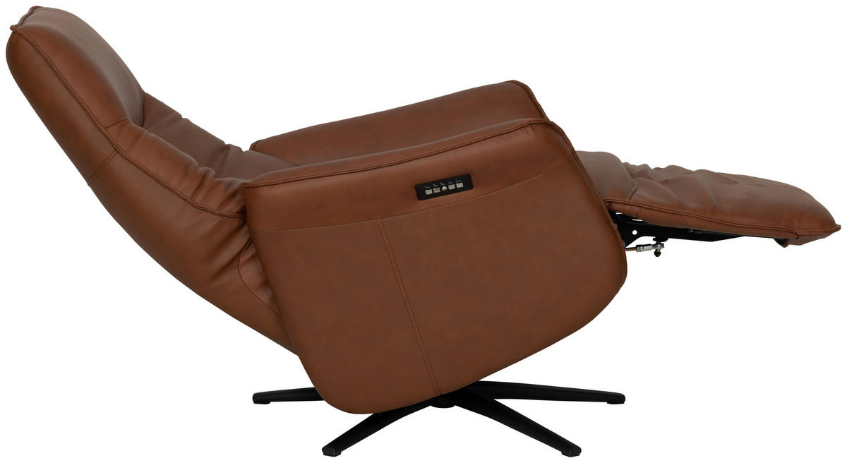 RELAXSESSEL Lederlook Echtleder    - Schwarz/Kupferfarben, Design, Leder/Holz (79/110/83cm) - Livetastic