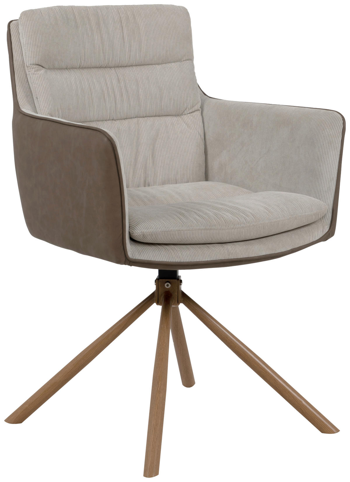ARMLEHNSTUHL  Sitzfläche 360° drehbar Cord, Lederlook  - Eichefarben/Beige, KONVENTIONELL, Textil/Metall (59/88/63cm) - MID.YOU
