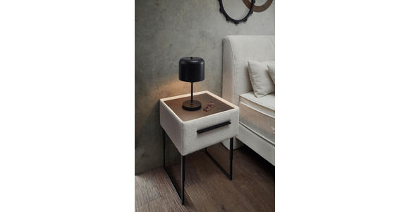 NACHTSCHRANK 64,3/45,5-61,5/45,9 cm Fichte, Kiefer Schichtholz, Sperrholz, Hartholz  - Creme/Schwarz, Design, Holz/Holzwerkstoff (64,3/45,5-61,5/45,9cm) - Dieter Knoll