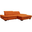 ECKSOFA  in Mikrofaser Orange  290/198 cm  - Schwarz/Orange, Design, Textil/Metall (290/198cm) - Xora