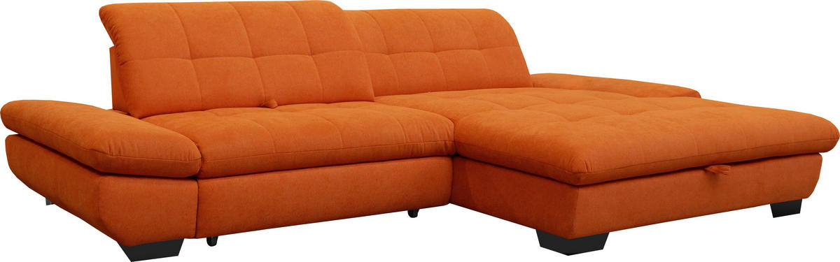 ECKSOFA in Mikrofaser Orange  - Schwarz/Orange, Design, Textil/Metall (290/198cm) - Xora