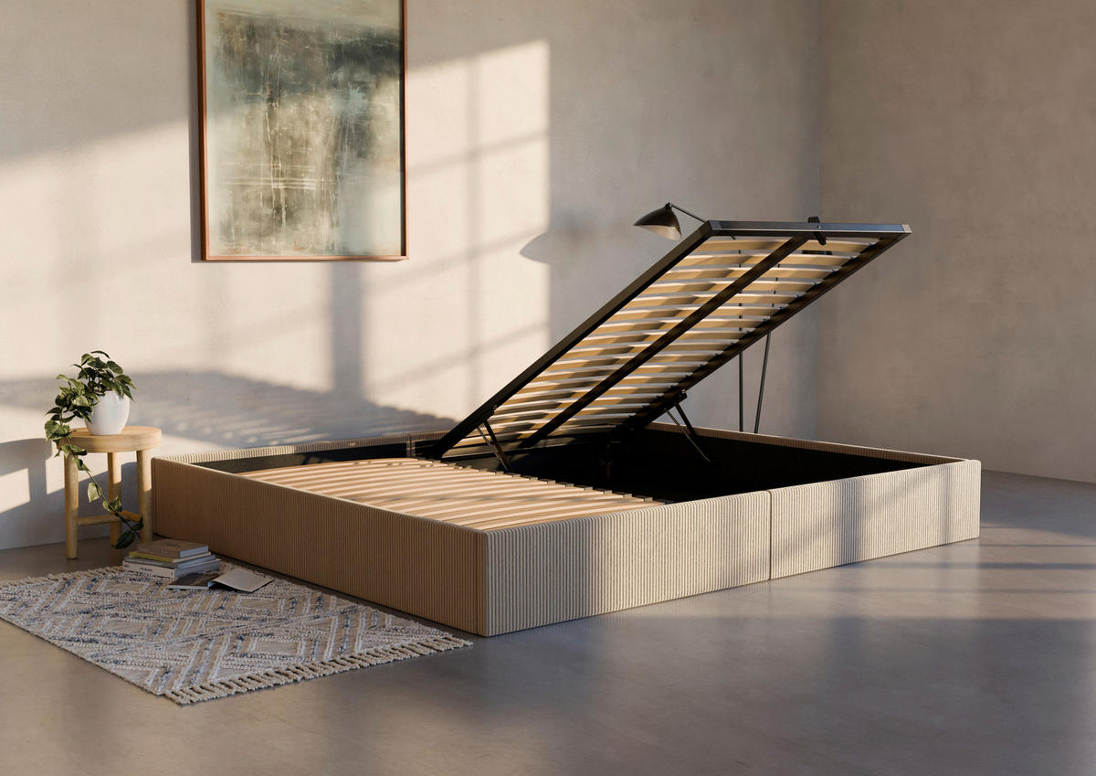 POLSTERBETT 240/200 cm,  in Cappuccino, Lattenrost, Bettkasten,  - Schwarz/Cappuccino, Design, Holz/Textil (240/200cm) - Boxxx