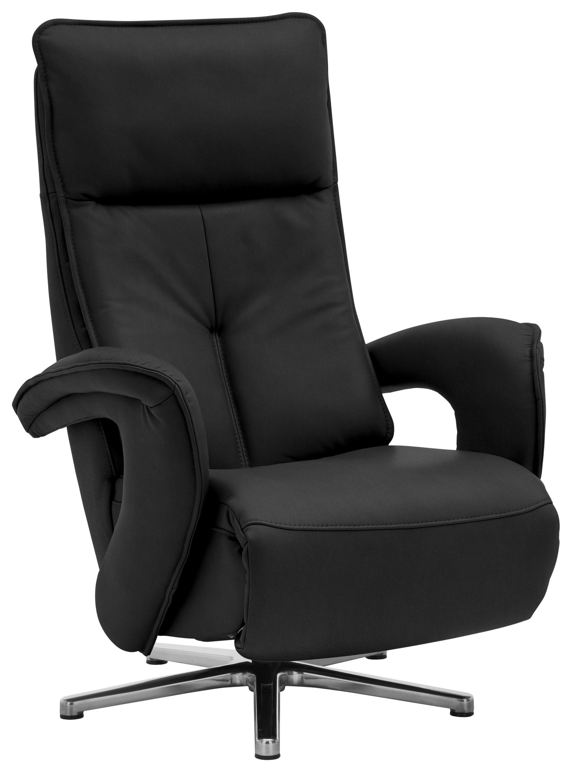 RELAXSESSEL in Leder Schwarz  - Chromfarben/Schwarz, Design, Leder/Metall (77/110/87cm) - Valdera