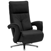 RELAXSESSEL in Leder Schwarz  - Chromfarben/Schwarz, Design, Leder/Metall (77/110/87cm) - Valdera