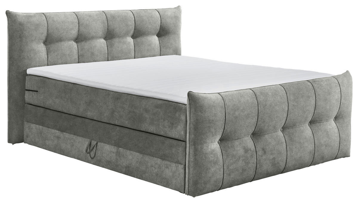 BOXSPRINGBETT 180/200 cm  in Grau  - Schwarz/Grau, KONVENTIONELL, Kunststoff/Textil (180/200cm) - Esposa