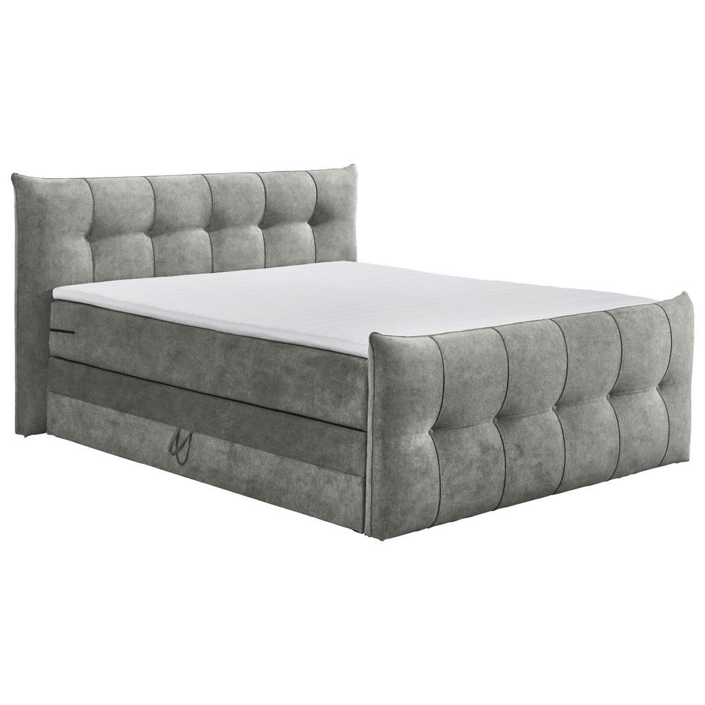 Thumbnail - Esposa Boxspringbett, Grau, Textil, H3 + H4, 7-Zonen, Höhe ca. 18 cm, 180x200 cm, Topper durchgehend, Wendematratze mit ...