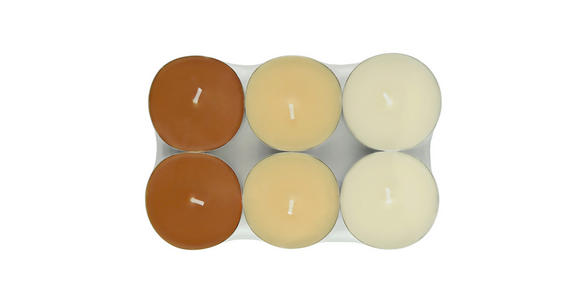 TEELICHTSET 6 Stück  - Champagner/Beige, Basics, Naturmaterialien/Paraffin (5,7/1,9cm) - Ambia Home