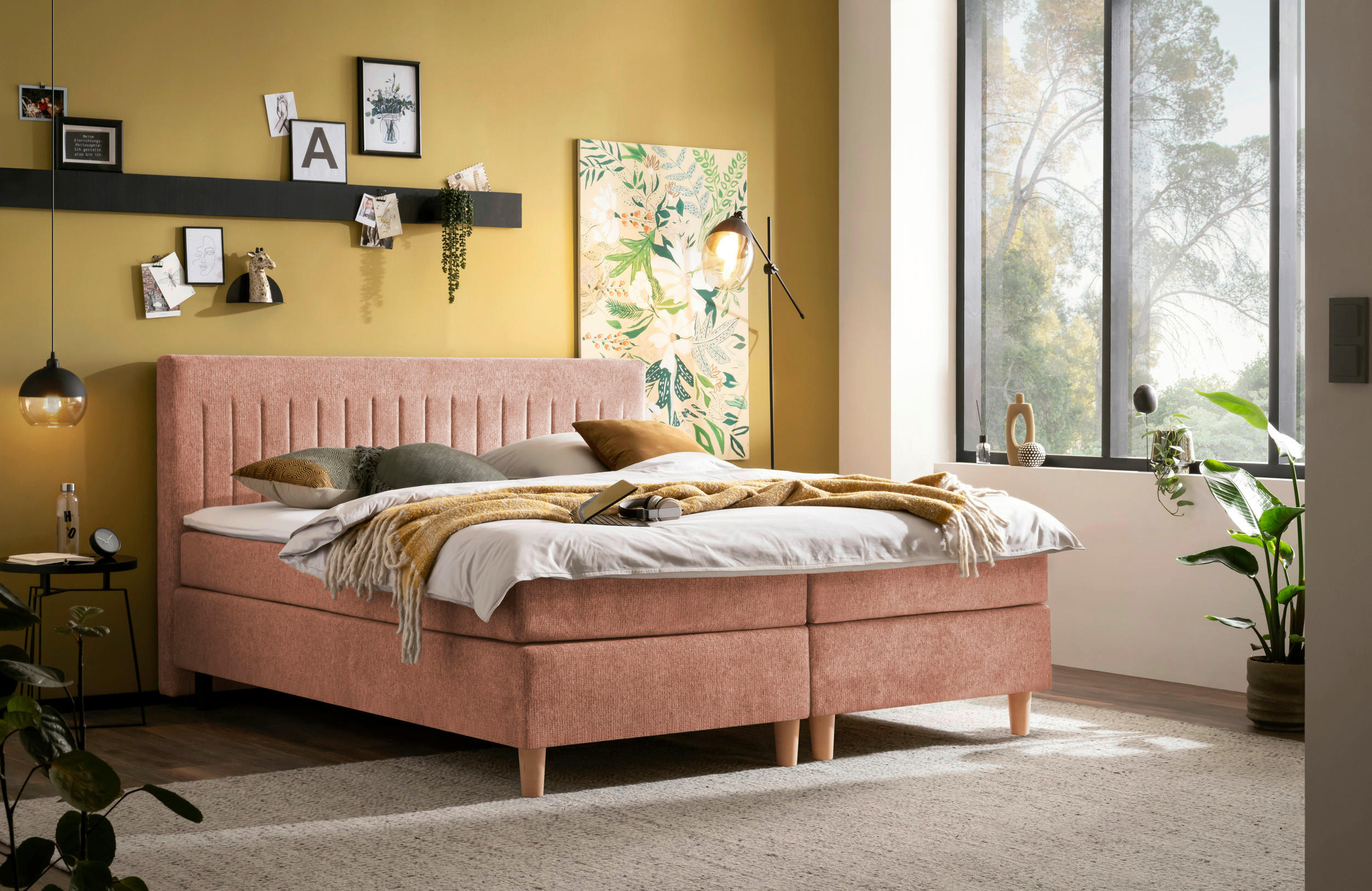 BOXSPRINGBETT 180/200 cm  in Rostfarben  - Rostfarben/Buchefarben, Basics, Holz/Textil (180/200cm) - Boxxx