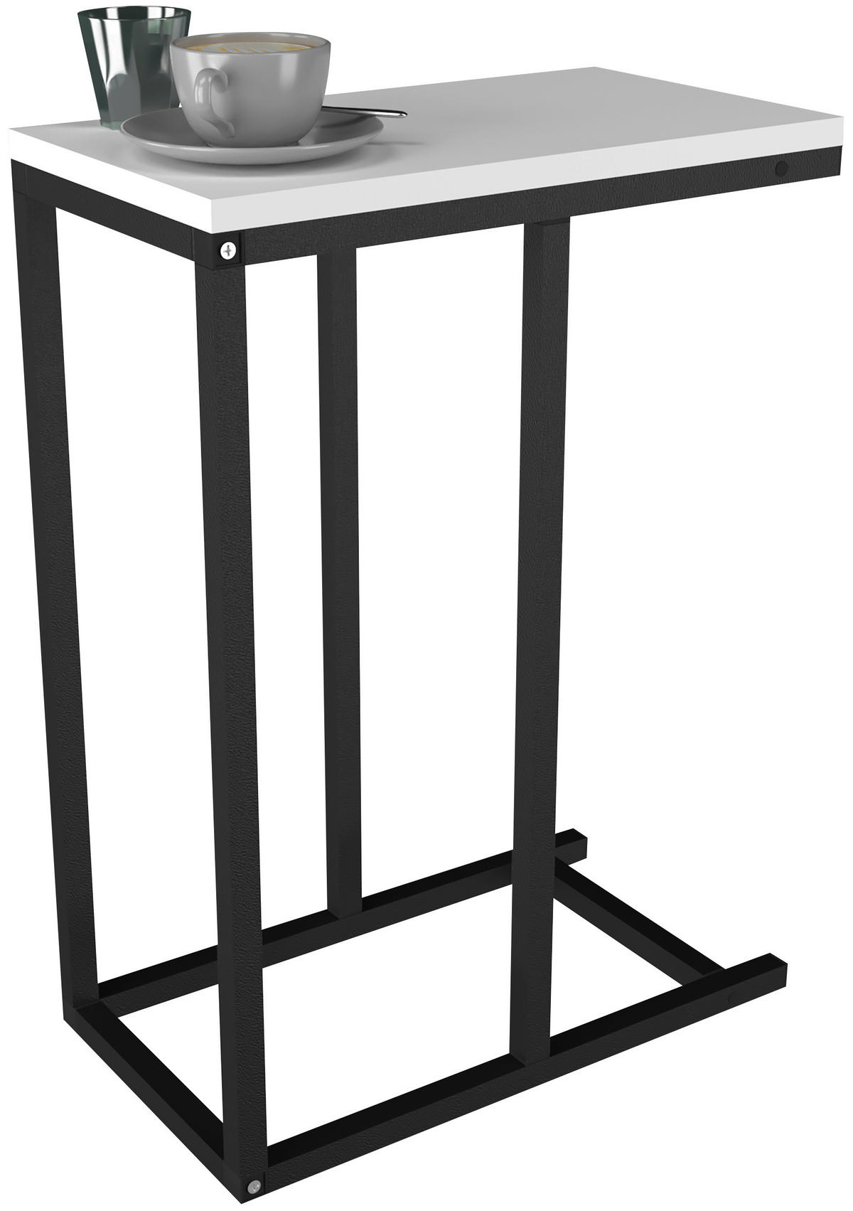 BEISTELLTISCH 46/26/63 cm Weiß, Schwarz rechteckig  - Schwarz/Weiß, Design, Holzwerkstoff/Metall (46/26/63cm) - MID.YOU