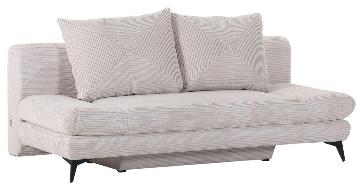 SCHLAFSOFA  mit Stoffauswahl, Liegefunktion, Schlafen auf Sitzhöhe, Rücken echt Cord Naturfarben  - Schwarz/Naturfarben, KONVENTIONELL, Textil/Metall (200/78/95cm) - home24